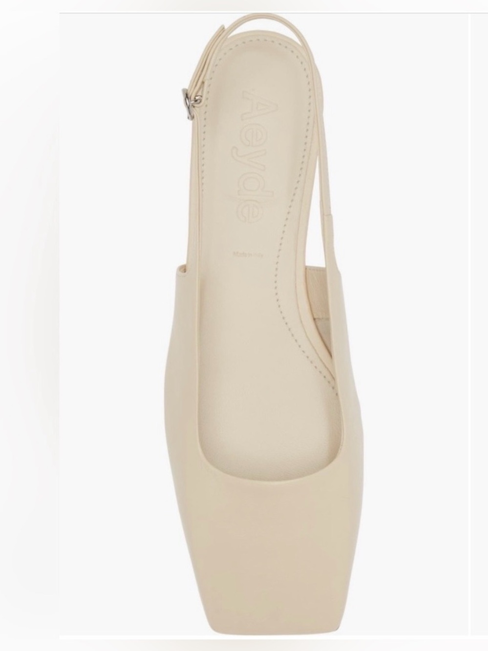 Aeyde Women's Cream Square-Toe Leather Slingback Flat